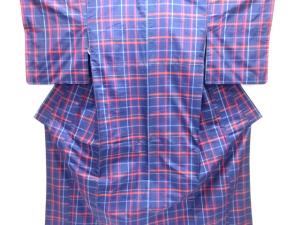 格子織り出し米沢紬着物アンサンブル